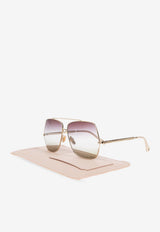 Chloé Aly Geometric Aviator Sunglasses Green CH0278S 0-002