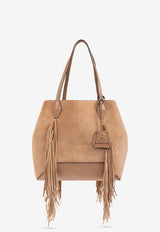 Medium Diamond Suede Fringed Tote Bag