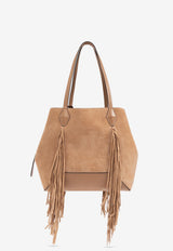 Medium Diamond Suede Fringed Tote Bag