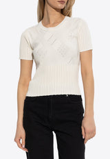 Cropped Knit Top with Perforations
