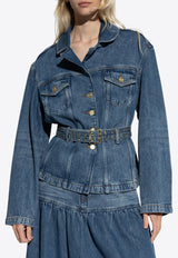 Belted Button-Up Denim Jacket