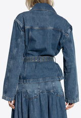 Belted Button-Up Denim Jacket