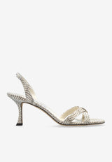 Elsy 70 Python Print Leather Sandals