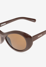 Jacquemus Rond Rounded Sunglasses Brown JAC107 0-C3SUN