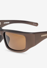 Jacquemus Aero Rectangular Sunglasses Brown JAC132 0-C2SUN
