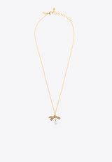 Jimmy Choo Ribbon Pendant Chain Necklace RBN PENDANT NCKLC JKI-GOLD BLACK WHITE