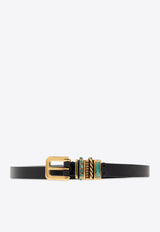 Etro Thin Leather Belt with Enamel Black WP3B0037 AP317-N0000