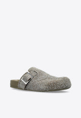 Ease Buckle Brushed Suede Mules