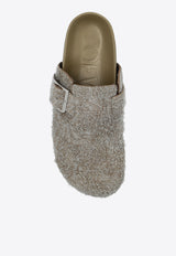 Ease Buckle Brushed Suede Mules