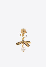 Jimmy Choo Ribbon Pearl Drop Earrings Gold RBN PEARL EARRING JKI-GOLD BLACK WHITE