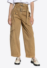 Washed Stretch Straight-Leg Pants