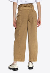 Washed Stretch Straight-Leg Pants