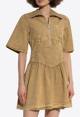 Washed Half-Zip Mini Dress