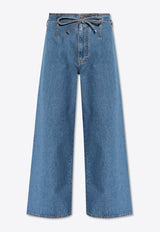 Wide-Leg Drawstring Jeans