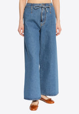 Wide-Leg Drawstring Jeans