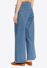 Wide-Leg Drawstring Jeans