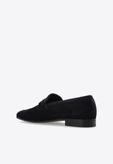 Balty Gancini Buckle Suede Loafers