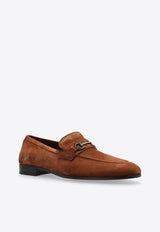 Balty Gancini Buckle Suede Loafers