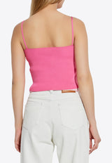 Safety Pin Rib-Knit Cropped Top