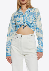 Underwater Barocco Knotted Cropped Shirt