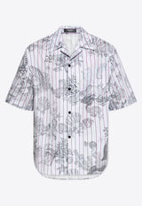 Coral Theatre Print Striped Shirt