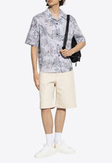 Coral Theatre Print Striped Shirt