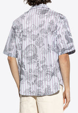Coral Theatre Print Striped Shirt