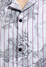 Coral Theatre Print Striped Shirt