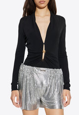 Safety Pin Draped Fitted Bodysuit