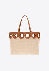 Medium Gancini Outline Woven-Raffia Tote Bag