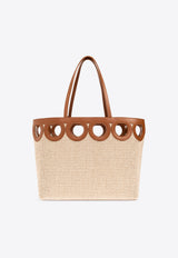 Medium Gancini Outline Woven-Raffia Tote Bag