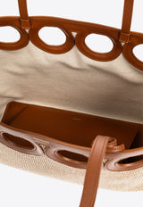 Medium Gancini Outline Woven-Raffia Tote Bag