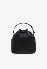 Ferragamo Hammered Leather Bucket Bag Black 220915 DRAWSTRING 785878-NERO