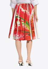 Printed Twill Pleated Skirt