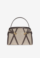 Ferragamo Large Hug Soft Shoulder Bag with Leather Trims Cream 21A255 HUG SH M 785998-WHITE NERO