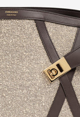 Ferragamo Large Hug Soft Shoulder Bag with Leather Trims Cream 21A255 HUG SH M 785998-WHITE NERO