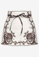 Ascension Embroidered Linen Mini Shorts