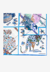 Patchwork Print Square Silk Scarf