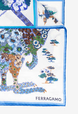 Patchwork Print Square Silk Scarf