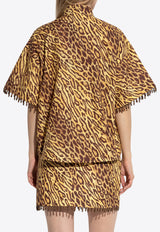 Leopard Print Beaded Blouse