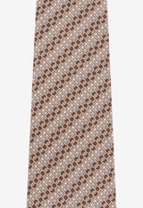 Ferragamo Interlocking Gancini Silk Tie 351258 5 ALFA 784214-F MARRONE AZZURRO
