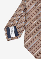 Ferragamo Interlocking Gancini Silk Tie 351258 5 ALFA 784214-F MARRONE AZZURRO