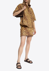 Animal Print Fringed Mini Skirt