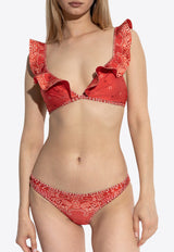 Paisley Bandana Print Ruffled Bikini