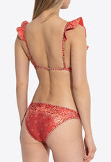Paisley Bandana Print Ruffled Bikini