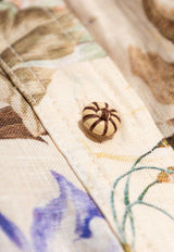 Floral Print Linen Cuffed Playsuit