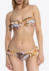 Botanical Print Strapless Bikini
