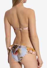 Botanical Print Strapless Bikini