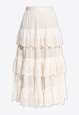 Tiered Ruffle Midi Skirt