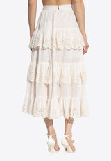 Tiered Ruffle Midi Skirt
